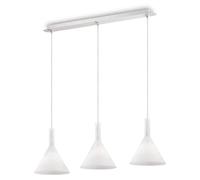 Araña Moderna de Salón en Vidrio soplada Grabado Blanco E14 40W Ideal Lux Cocktail SP3