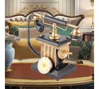 Cocoarm Decoración de Teléfono de Estilo Europeo, Hierro Soldado a Mano, Decoración de Estilo Vintage, 23 X 13 X 26 Cm, Adorno Negro para el Hogar con Forma Detallada de Teléfono para Dormitorio,