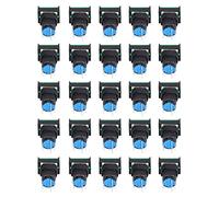 Cocoarm Interruptor de Botón 25 Piezas Kit de Interruptor de Botón de Latón ABS 24 V 16 Mm Cuadrado Iluminado Autoblocante y Momentáneo 5 A para Equipos de Automatización Caja de Distribución de