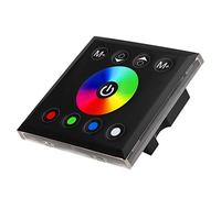 Cocoarm Interruptor de Pared con Tira de Luz LED, Controlador de Atenuación RGBW, Panel Táctil Capacitivo, 3 Canales, Diseño Moderno para Iluminación del Hogar y la Oficina (BLACK)