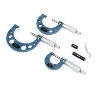 Cocoarm Micrómetro de Diámetro Exterior de Acero con Rodamiento de Micrómetro, Juego de 3 Piezas de 0-75 Mm con Varillas de Calibración y Llave, Limitador de Fuerza de Escala Transparente para