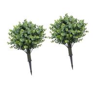 Cocoarm Plantas Artificiales de Topiario, Estaca de Suelo, Tolerante Al Sol | Arbusto de vegetación sintética de 19,7 pulgadas, configuración de caja de macetero para maceta de tierra, follaje de PE