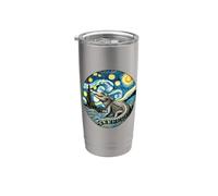 Cocodrilo - Van Gogh Starry Night Style - Pantano de Gator Vaso térmico de acero inoxidable de doble pared