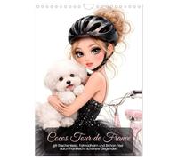 Cocos Tour de France (Wandkalender 2027 DIN A4 hoch), CALVENDO Monatskalender: Mit Rüschenkleid, Fahrradhelm und Bichon Frisé durch Frankreichs schönste Gegenden