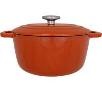 Cocotte Schmortopf, FONTESTIC, diseño moderno y acogedor, diámetro de 24 cm, capacidad de 4,6 litros, esmalte sobre hierro fundido, apta para cocinas de inducción, color óxido
