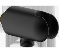 Codo de conexión a la pared HANSA negro mate, diseño de dos piezas, conexión directa, 290019-33