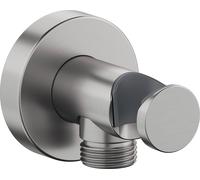 Codo de conexión a pared Duravit, roseta redonda, 55x102mm, UV0630009070, Color: acero inoxidable pulido