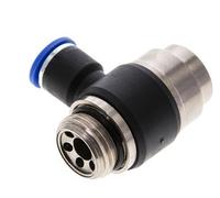 Codo de salida del silenciador de control de flujo 10 mm - G1/2'' Latón/PA 66 Tornillo ranurado