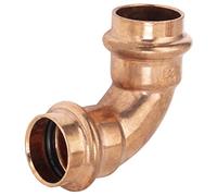 Codo igual 90° para tubos de cobre Ø22 mm | Prensado con perfil en V | Anillos EPDM para estanqueidad | Apto para agua potable, calefacción y aire acondicionado | QUICK PLOMBERIE