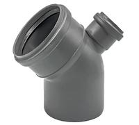 Codo reductor con derivación HT DN110×50 45° hacia arriba gris | codo reductor de 45° con derivación superior, instalación rápida por enchufe