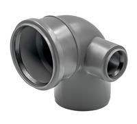 Codo reductor con derivación HT DN110×50 90° a la derecha gris | codo de derivación para tubo HT, silencioso y resistente a la temperatura