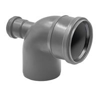 Codo reductor con derivación HT DN110×50 90° hacia atrás gris | plástico PP, superficie interior lisa, conexión hermética y duradera