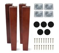 COEWUR 4 Piezas 30 CM Patas de Muebles de Madera Patas para Mueble Madera Patá de Mesa de Madera Maciza con Placas de Montaje Protector Antideslizante Tornillo Patá de Repuesto para Silla Sofá Armario