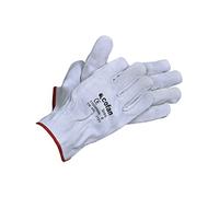 COFAN - Guantes de piel de serraje gris | Duraderos y resistentes | Protección y seguridad | Pulgar plano