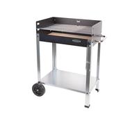 Cofan Barbacoa de carbón con ruedas – Parrilla ajustable, ladrillo refractario, 56,7 x 36 x 83 cm
