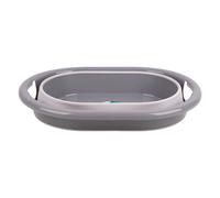 Cofan Barreño plegable portátil en color gris y blanco | Ahorro de espacio | Capacidad: 18 litros | Cesta plegable multiusos | Fácil almacenamiento y transporte | Caja de almacenamiento portátil para