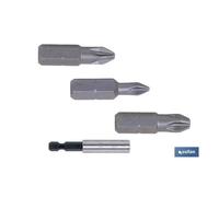 Cofan - Blíster de Tres Puntas PZ-1, 2 y 3 de 25mm con Adaptador para Taladro