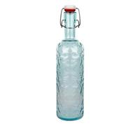 Cofan Botella de Vidrio Azul Transparente con Cierre de Estribo de 1 Litro | Venta Unitaria | Ideal para reutilizar y dar estilo