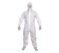 Cofan Buzo de protección desechable Tipo 5/6 Cat III con capucha Antiestático Blanco L