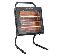 Cofan Calefactor de onda corta con potencia 1500 W/3000 W | Protección IPX4 | Doble interruptor y tubo halógeno | Adecuado para entornos de hasta 40 m2