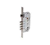 Cofan Cerradura de embutir | Para puertas de madera | Con 4 bulones | Medidas de 50 mm | Frente redondo y cuadrado en color níquel y latón | Leva larga