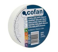 Cofan Cinta Aislante 180 Micras | Color blanco | Resistente al voltaje, al calor y a diferentes ácidos y alcalinos