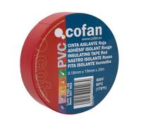 Cofan Cinta Aislante 180 Micras | Color rojo | Resistente al voltaje, al calor y a diferentes ácidos y alcalinos