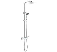 Cofan Columna de ducha con grifo monomando, cabezal cuadrado, regulable en altura 90-1.40 cm