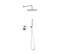 Cofan Conjunto de ducha empotrada redondo, rociador 2 funciones, monomando 2 vías, cromado