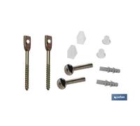 Cofan Conjunto de Tornillos Horizontales | Fijación para el Inodoro | M5 x 75 | Compuesto de Dos Tornillos, Tapones y Tacos