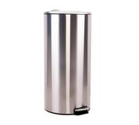 Cofan – Cubo de basura de acero con pedal, 27 L, cubo interior, antihuellas, Metalizado