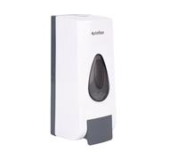 Cofan Dosificador de jabón líquido | Material: ABS resistente | Color: cromo o blanco | Capacidad: 600 ml | Dispensador de jabón recargable para pared | Apto para uso comercial | Medidas: 9 x 8,5 x 22