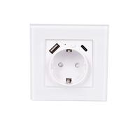 Cofan Enchufe de pared inteligente – WiFi 2.4 GHz + Bluetooth, 3520 W, USB y USB‑C, Alexa y Google