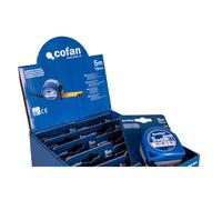 Cofan Expositor para Flexómetros Estándar con Botón de Bloqueo de Cofan | Incluye 12 o 6 Flexómetros | Flexómetro de 3 m, 5 m u 8 m