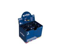 Cofan Expositor para Flexómetros Estándar con Botón de Bloqueo de Cofan | Incluye 6 Flexómetros | Flexómetro de 8 m x 25 mm (hoja) | Medida Expositor: 21,8 x 14,6 x 15,3 cm