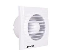 Cofan Extractor de baño axial Ø100 mm 14 W – Sistema antirretorno IP24 Blanco para cocina y baño