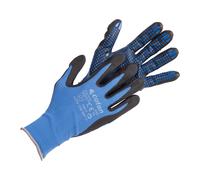 Cofan Guantes impregnados de nitrilo con puntos azules | Pack de 12 pares de guantes o formato unitario | Talla 6,7,8,9,10,11| Transpirables y antideslizantes | Protección EN 388-3232X
