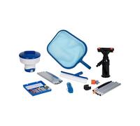 Cofan Kit de Mantenimiento y Limpieza de Piscinas con 6 Artículos: Kit de Pruebas de agua, Cepillo Limpiafondos, Termómetro, Dosificador de Cloro, Recoge Hojas y Aspirador con Pértiga | Todo en Uno pa