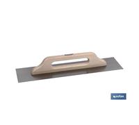 COFAN - Llana extra larga para microcemento | Medidas: 500 x 120 x 0,4 mm | Fabricada en acero inoxidable | Mango de madera