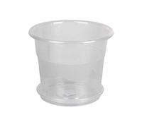 Cofan Maceta Redonda de plástico Transparente | Dimensiones 23.5 x 20 cm + Plato 20 cm | Venta Unitaria