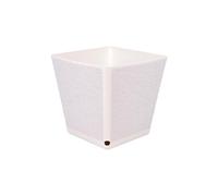 Cofan Macetero Decorativo para Interior | Maceta Cuadrada con Plato Integrado | Bola indicadora de riego | Color: Blanco o Mostaza | 3 Medidas y Capacidades (Blanco, 29,8 x 29,8 x 30 cm)