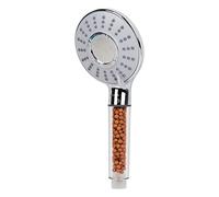 Cofan Mango de ducha icónica con esferas de minerales rojos, 3 funciones, acero inoxidable y ABS