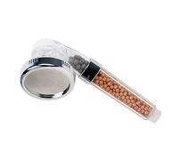 Cofan Mango de ducha iónica – esferas minerales rojas y grises, 3 funciones, acero inoxidable y ABS