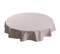 Cofan Mantel Redondo Antimanchas | Confeccionado en Jacquard con Tejido Resinado | Diseño de Petalos sobre Beige | 50% algodón y 50% poliéster | Diámetro: 1,40-1,60-1,80 m (1, 1,80 m)