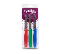 Cofan Pack de 3 cuchillos puntilla acero inoxidable hoja 8,5 cm apto lavavajillas rojo, verde y azul