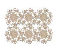 Cofan Pack de 6 bajoplatos Trenzados con Borde Floral | Fibras Naturales | Salvamanteles Individuales en Forma de Flor | Packs de 6 Unidades | Diámetro: 35 cm