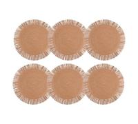 Cofan Pack de 6 salvamanteles Individuales | Bajoplatos Redondos | Color: Beige, Blanco o Gris | Diámetro: 38 cm | Salvamanteles con Flecos Decorativos (Beige)