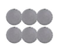 Cofan Pack de 6 salvamanteles individuales | Bajoplatos redondos | Color: beige, blanco o gris | Diámetro: 38 cm | Salvamanteles con flecos decorativos (Gris)