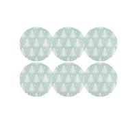 Cofan Pack de 6 salvamanteles navideños individuales | Bajoplatos redondos con árboles de Navidad | Color: Verde y blanco | Diámetro: 38 cm