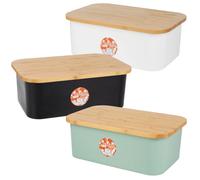 Cofan Panera con tapa de bambú | Tapa y tabla de corte | Color: blanco, negro o verde con madera | Gran capacidad de 6,5 Negro